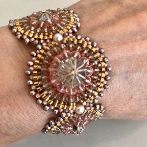 MIGUEL ASES ROSE GOLD & BLUSH STATEMENT BRACELET